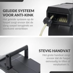 Buxibo - Wandslangenbox 20 Meter + 2 Meter - Tuinslang Met Haspel - 9 Sproei Standen - Slangenhouder 180° Draaibaar - Tuinslanghaspel Zwart+ Gratis Sproeier - Zwart -Tuin Kortingswinkel 1200x1200 996