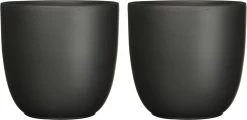 Mica Decorations Plantenpot Tusca - 2x - Zwart - Keramiek - Mat - D19.5/H18.5 Cm
