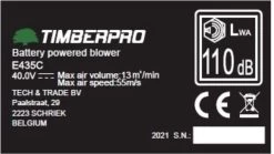 TIMBERPRO - Bladblazer Elektrisch 40V, ZEER Krachtig (incl. 4A Batterij En Incl. Lader) -Tuin Kortingswinkel 1200x676 1