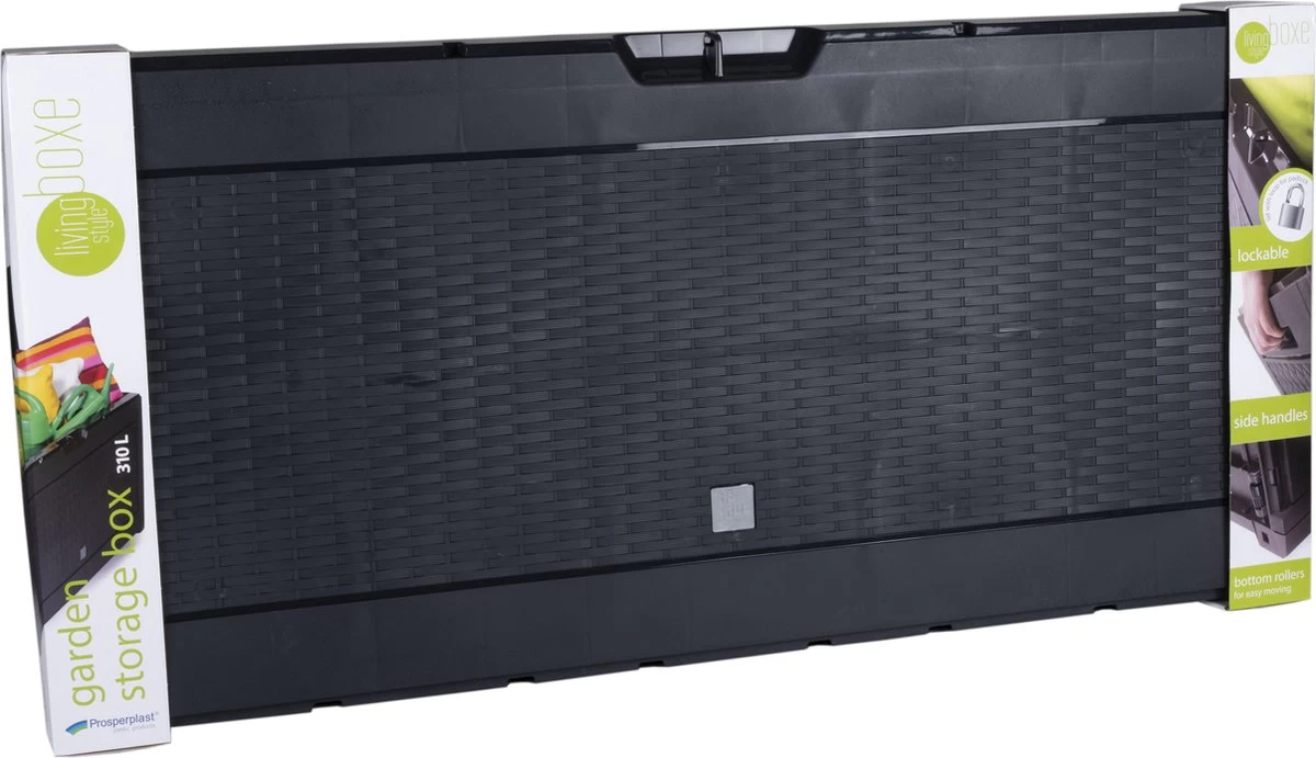Opbergbox 310L UV-Bestendig Weerbestendig Wielen Tuinbox Rotan-look Antraciet 2 Opbergbox 310L UV-Bestendig Weerbestendig Wielen Tuinbox Rotan-look Antraciet - Afbeelding 2