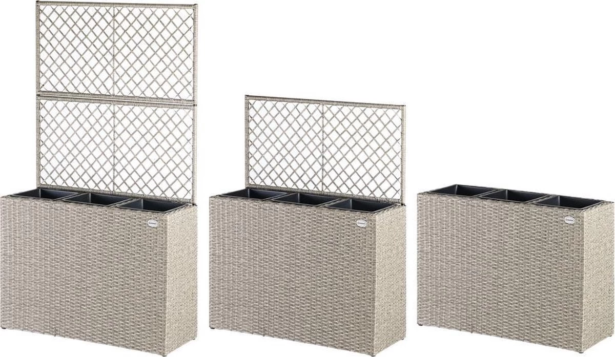 Casaria Polyrattan Bloembak – 3 Bakken Klimophek - Crème 8 Casaria Polyrattan Bloembak – 3 Bakken Klimophek - Crème - Afbeelding 8
