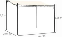 Outsunny Pergola Partytent Paviljoen Overkapping Tent Metaal Crème 297x297 Cm 84C-038 -Tuin Kortingswinkel 1200x717 6