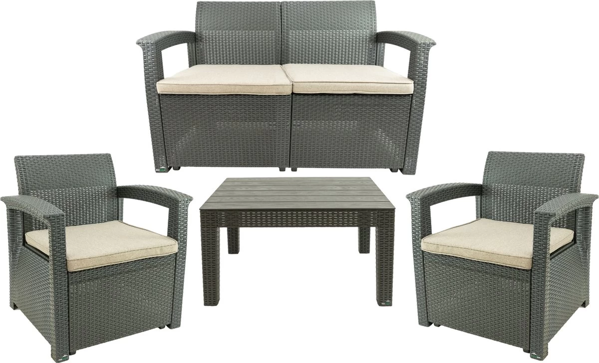 MaxxGarden Rattan Loungeset - 4 Persoons Zithoek - Design Wicker Tuinset 1 MaxxGarden Rattan Loungeset - 4 Persoons Zithoek - Design Wicker Tuinset
