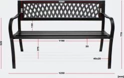 Tuinbank - Marijke -Tuinbankje - Tuinbank Metaal - Tuinbank Hout - Weersbestendig - 126 X 53 X 77 Cm -Tuin Kortingswinkel 1200x759