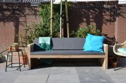 Wood4you - Tuinbank - Ameland - 'Doe Het Zelf' Bouwpakket Steigerhout 152Lx72Hx57D Cm - Incl Kussen -Tuin Kortingswinkel 1200x794 4