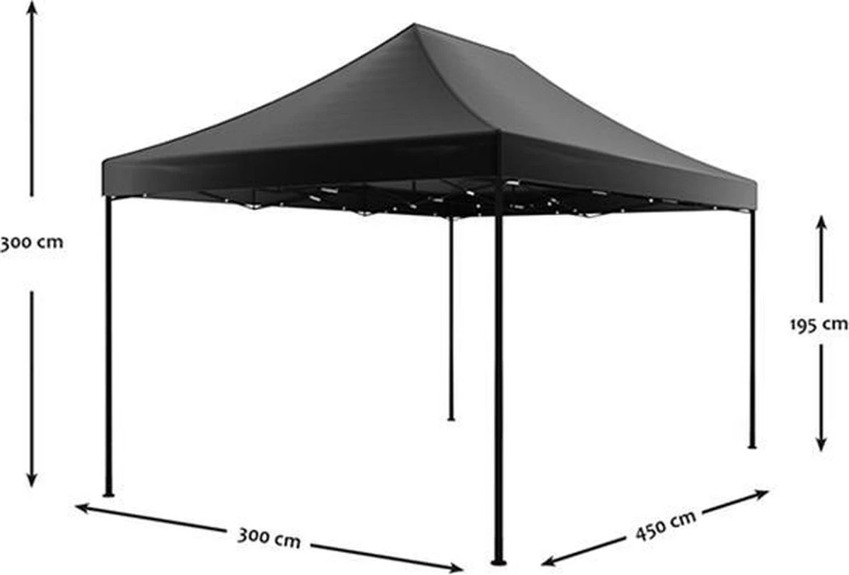 Easy Up 3x4,5m Zwart Luxe Partytent Opvouwbaar 11 Easy Up 3x4,5m Zwart Luxe Partytent Opvouwbaar - Afbeelding 11