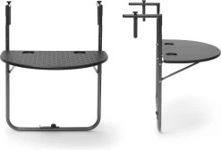 Relaxdays Balkontafel Inklapbaar, Balkon Tafel Rotan, Hangtafel Reling - Zwart -Tuin Kortingswinkel 1200x817 6