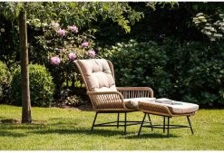 BUITEN Living Dex Wicker Loungestoel Tuin Incl. Wicker Voetenbank | Wicker + Aluminium | Bamboe Antraciet -Tuin Kortingswinkel 1200x820 2