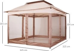 Outsunny Paviljoen Met Zijwanden Partytent Tuintent Popup 3,25 X 3,25 M Khaki 840-166 -Tuin Kortingswinkel 1200x820 4