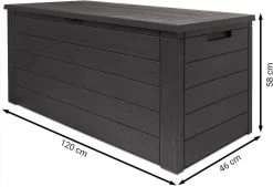 Merkloos Woody Tuin Opbergbox - 324 Liter 45x120x60 Cm - Tuinkussenbox - Antraciet/bruin -Tuin Kortingswinkel 1200x823 7