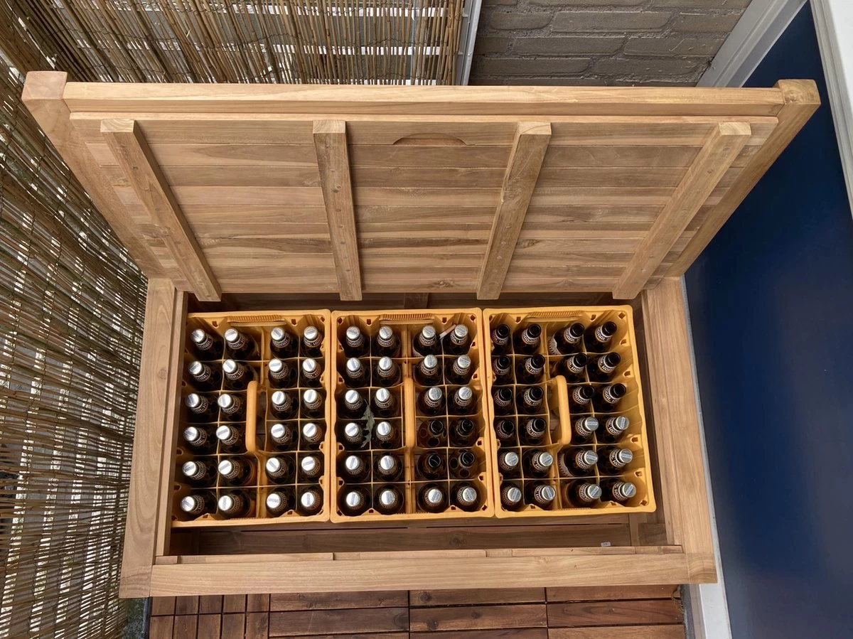 Kleine Teakhouten Tuinbank Met Opbergruimte - 100 X 60 X 90 Cm - Duurzaam Teakhout - Blijft Strak En Mooi - Sterke Constructie Om Lang Mee Te Gaan 4 Kleine Teakhouten Tuinbank Met Opbergruimte - 100 X 60 X 90 Cm - Duurzaam Teakhout - Blijft Strak En Mooi - Sterke Constructie Om Lang Mee Te Gaan - Afbeelding 4