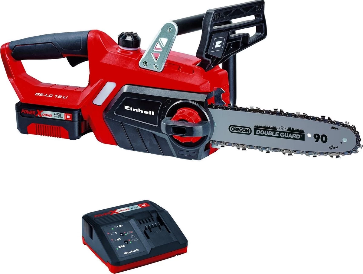 Einhell Accu Kettingzaag GE-LC 18 Li Kit (1x3,0Ah) Power X-Change (Li-Ion - 18 V - 25 Cm Zwaardlengte - 23 Cm Snijlengte - Terugslagbescherming - Kettingvangbout - Incl. 3,0 Ah Accu En Lader) 1 Einhell Accu Kettingzaag GE-LC 18 Li Kit (1x3,0Ah) Power X-Change (Li-Ion - 18 V - 25 Cm Zwaardlengte - 23 Cm Snijlengte - Terugslagbescherming - Kettingvangbout - Incl. 3,0 Ah Accu En Lader)