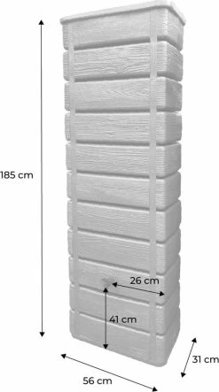 Regenton Muurtank, Grandval 300L, Antraciet Kunststof, Imitatiehout, Met Gootaansluitset Inbegrepen -Tuin Kortingswinkel 669x1200 1