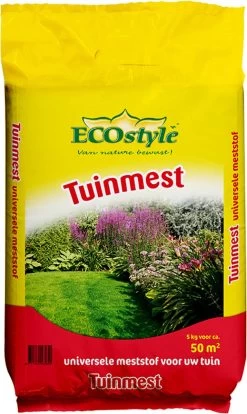ECOstyle Tuinmest Organische Meststof - Border & Siertuin - Natuurlijke Meststof Gazon - 120 Dagen Voeding- 50 M² - 5 KG -Tuin Kortingswinkel 716x1200