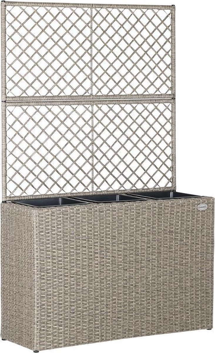 Casaria Polyrattan Bloembak – 3 Bakken Klimophek - Crème 1 Casaria Polyrattan Bloembak – 3 Bakken Klimophek - Crème