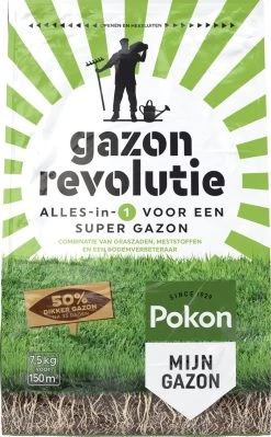 Pokon Gazon Revolutie - 2x7,5kg - Gazonmest / Graszaad / Bodemverbeteraar - Geschikt Voor 300m² - Binnen 15 Dagen Resultaat - Voordeelverpakking -Tuin Kortingswinkel 743x1200 1