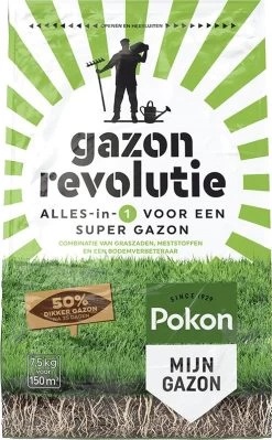 Pokon Gazon Revolutie - 7,5kg - Gazonmest / Graszaad / Bodemverbeteraar - Geschikt Voor 150m² - Binnen 15 Dagen Resultaat -Tuin Kortingswinkel 743x1200