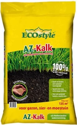 ECOstyle AZ Kalk Micro Korrel – Voor Gazon, Sier- En Moestuin - Corrigeert Zuurgraad Direct En Langdurig - Werkt Tegen Mos - CO2-Neutraal – 265 M² - 20 KG -Tuin Kortingswinkel 745x1200 2