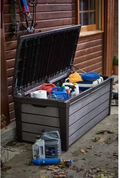 Keter Brushwood Opbergbox - Kussenbox - 455L - 145x69,7x60,3cm - Grafiet -Tuin Kortingswinkel 813x1200 2