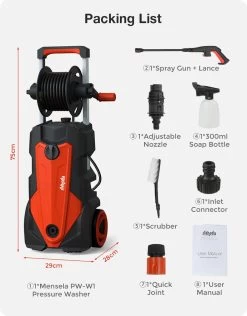 Merkloos Home Hogedrukreiniger - 2100W - 165 Bar - Met Verstelbare Nozzles Slanghaspel 5m Netsnoer 10m Slang - Voor Reiniging Huis Auto Tuin -Tuin Kortingswinkel 939x1200 5